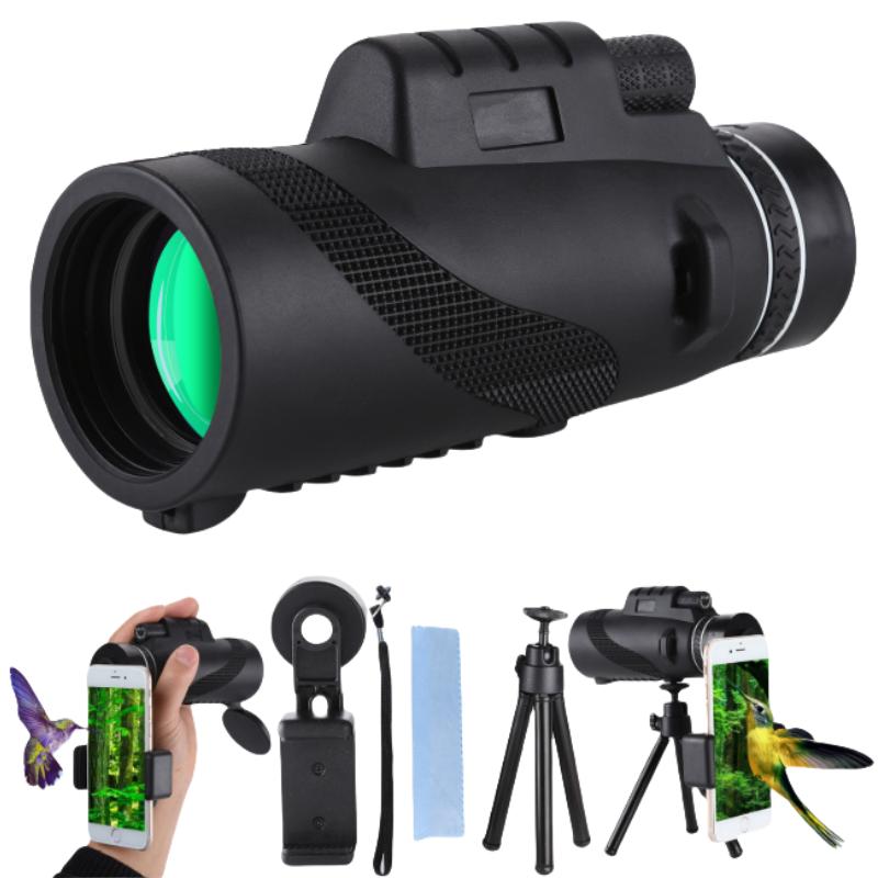 80x100 Портативный HD-телескоп с зумом 5000 м, складной, мини, мощный. Подходит для охоты, спорта, кемпинга на открытом воздухе и путешествий