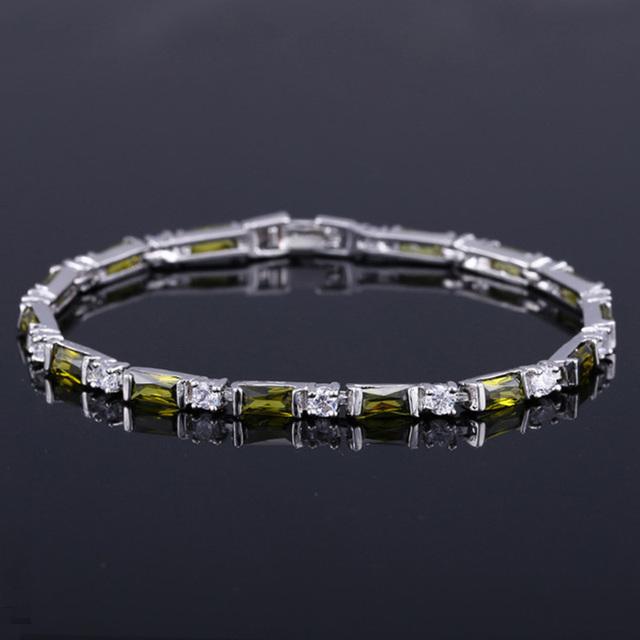 Pera Romantic Bridal Wedding Slim Charm Bracelets Purple and White CZ Crystal Big Square Shape for Women Party Jewelry Gift B060