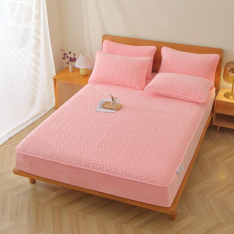 Spring Bedspread Milk Flannel Sheet 4-piece Thickened Bedding Mattress Cover Mattresses