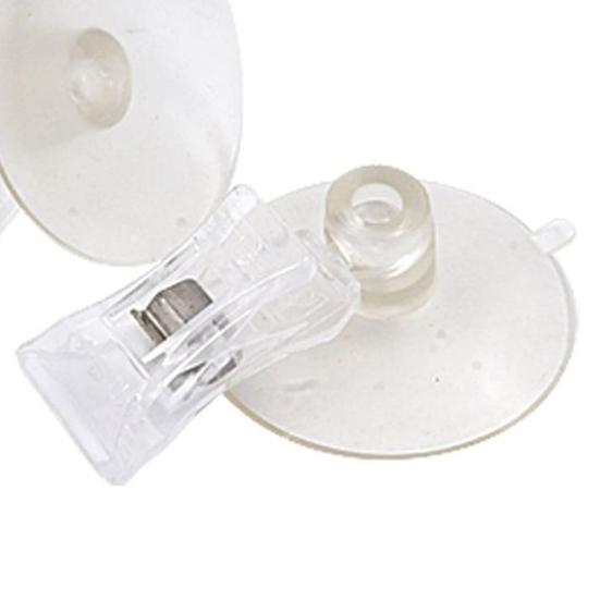 2 Pcs Clear Plastic Wall Suction Cup Clips Clamps Strong Sucker Clip Clamp