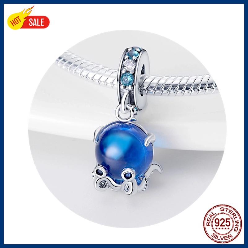 100% S925 Sterling Silver Firefly Charms Evil Eye Hot Air Balloon Blue Charms Fit Original Bracelet DIY Jewelry Making