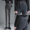 2023 New Women's Plush High Waist Skinny Jeans for Fall/Winter, Slim Fit Buttoned Casual Pants