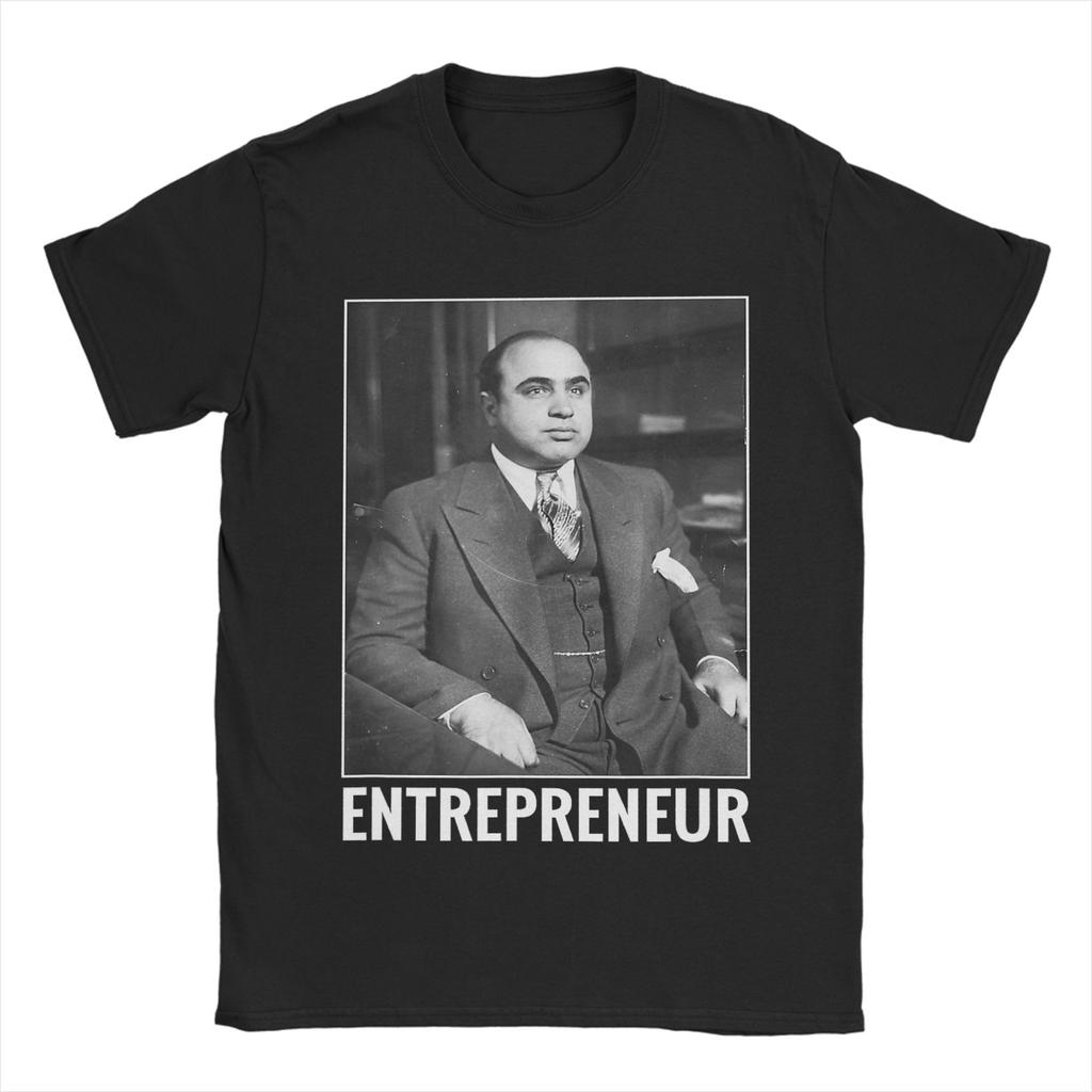 Capone Hustle Mens Black Gangster Cotton T Shirt For Men Summer Vintage TShirts O Neck Popular Tee Shirt Oversize Print Tops