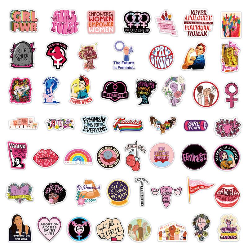 50 Feminist Movement Graffiti Stickers Same Cute Stickers Vtuber Luggage Stickers Mug Stickers Notebook Decoration Stickers Waterproof Stickers