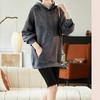 Женский свитшот Хлопок Оверсайз С капюшоном Флис Утепленный Свободный Круглый вырез Повседневный Пуловер С длинным рукавом Топ Свитшот