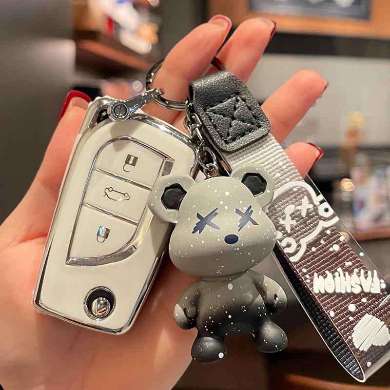 Fashion Keychain TPU Car Key Case Full Cover Shell For S1 Aygo Corolla Altis Auris Yaris Camry RAV4 Verso TC IM Accessories JH0