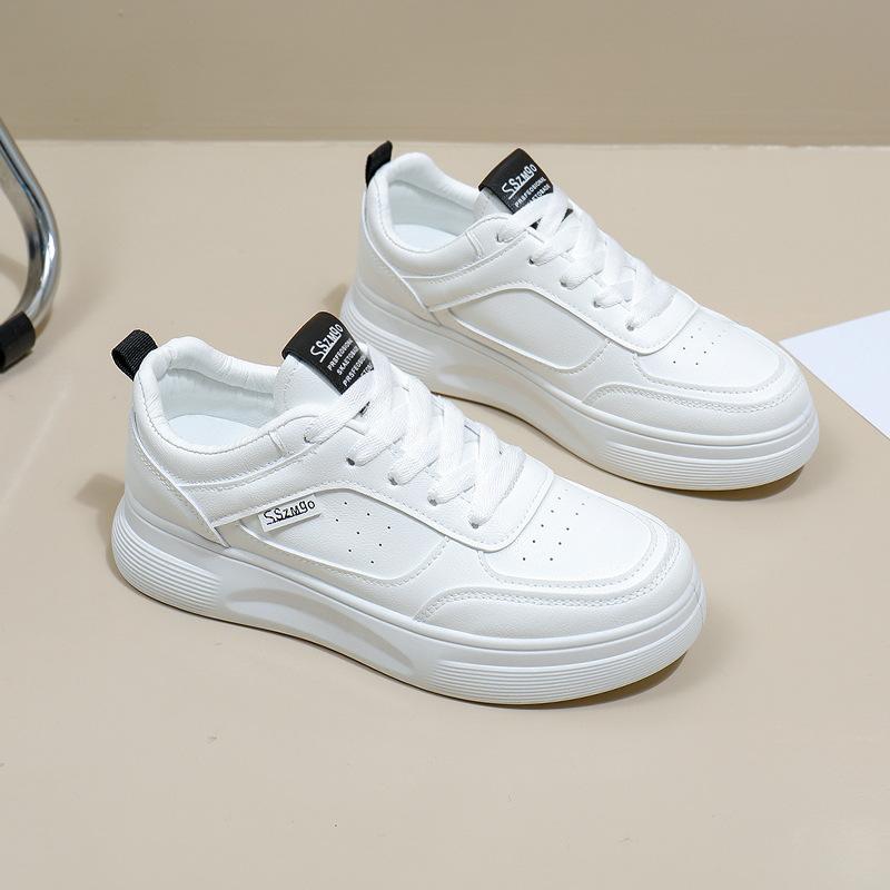 Повседневные дышащие кроссовки для женщин, уличные противоскользящие кроссовки из искусственной кожи, плоские кроссовки на шнуровке, прогулочная обувь, женская спортивная обувь для скейтбординга