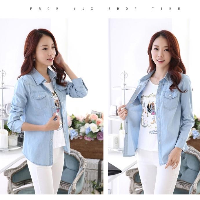 Модная тонкая джинсовая рубашка, женская весенне-осенняя рубашка с длинными рукавами, тонкая летняя солнцезащитная рубашка