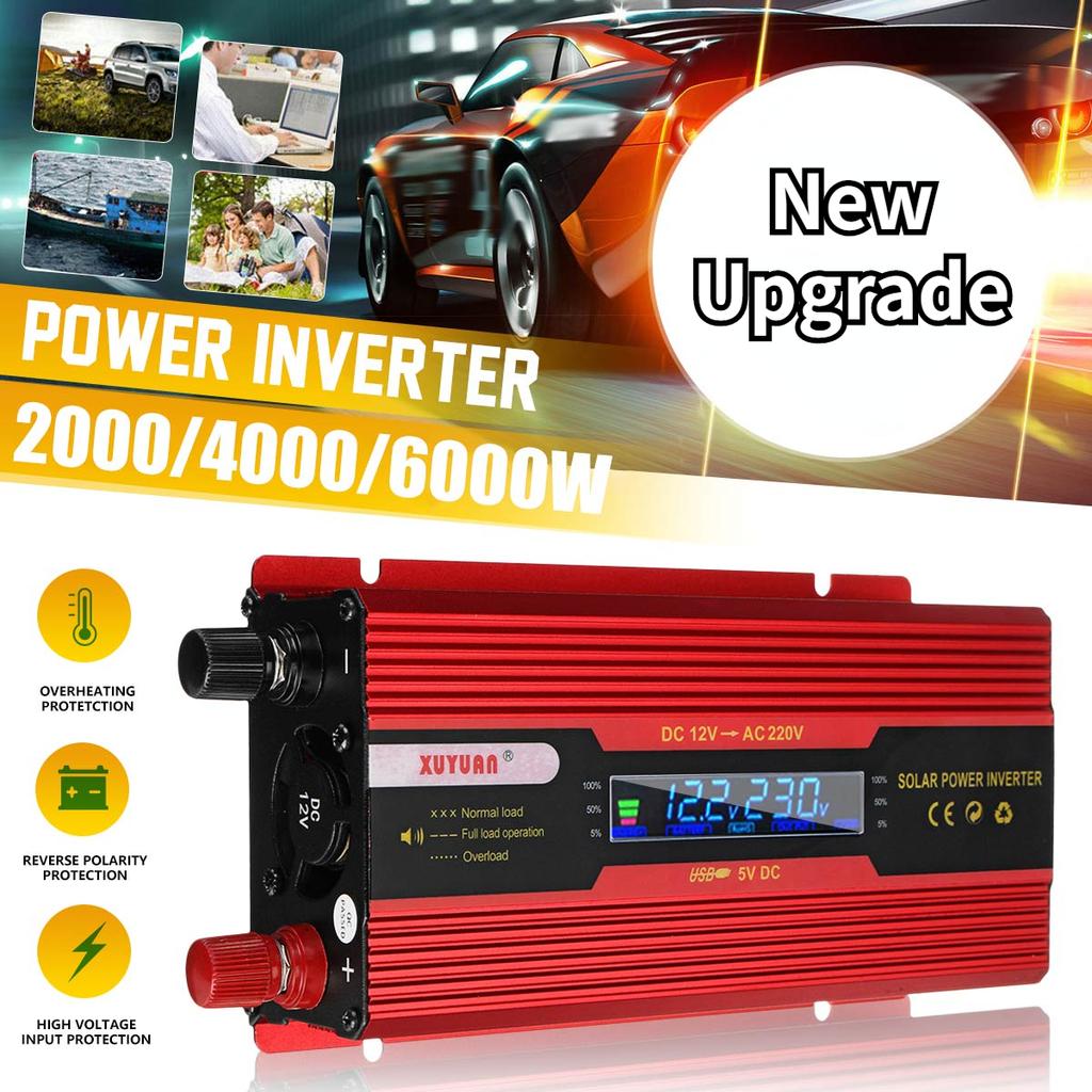 6000 Вт USB Sinehave преобразователь цифровой дисплей бытовой кемпинг открытый 4000 Вт автомобильный инвертор солнечной энергии DC12/24/26V в AC110V/220Vh