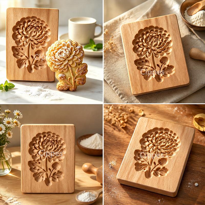 Деревянные формы для печенья с цветочными узорами 3D DIY Резные Тисненые Формы-вырезки для выпечки Шпрингерле Помадка Печенье 1
