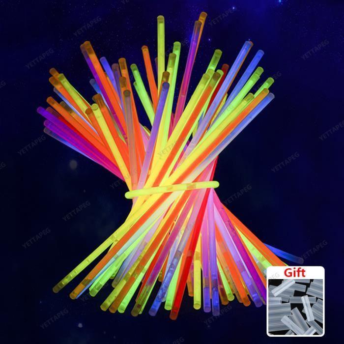 100 bâtons en cuve - Fournitures de fête de anciers lumineux, lueur Shoous coloré dans le noir, adapté à la d