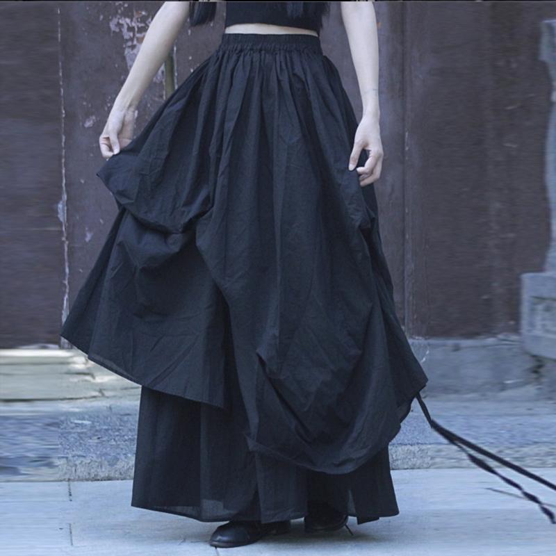 Johnature Осенняя женская юбка в китайском стиле, повседневная однотонная хлопковая винтажная юбка в стиле ретро