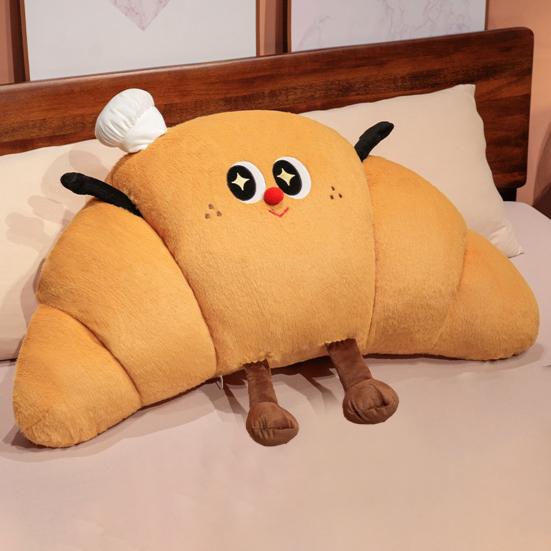 Yousheng Croissant Shaped Stuffed Pillow Cute Plush Croissant Pillow with Legs Back Cushion Lumbar Support Pillow for Sofa Bed Couch