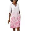 Women's Summer Casual Vintage Floral Leaf Print V-neck Half-sleeve Dress