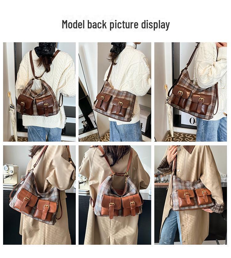 Сумка через плечо из шерсти в стиле ретро 2024 года контрастного цвета — трансграничная мода на осень/зиму