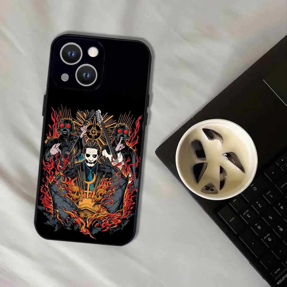 Чехол для телефона Ghost Heavy Metal Band для iPhone 17,16,15,14,13,12,11,Pro,XS,Max,XR,Plus,E,SE4,Mini Черный Мягкий Чехол