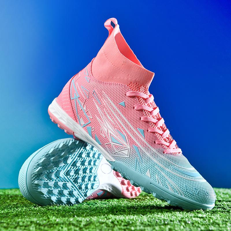 2024 дышащие футбольные бутсы AG Spike для мальчиков, взрослых, студентов, TF Shattered Nails King, высокие тренировочные кроссовки для женщин