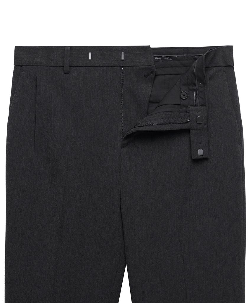MUSINSA STANDARD Wide Hidden Banding Crop Slacks [Charcoal Gray]