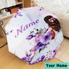 Custom Name Floral Princess Umbrella, Foldable Umbrella Suitable for Outdoor Shopping Travel Sports, Exquisite Gift for Family