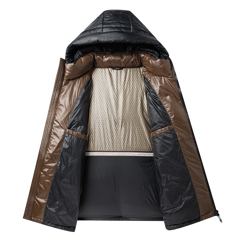Черная золотая модная куртка-пуховик мужская с капюшоном утепленная куртка из утиного пуха 90% белая модная утепленная куртка
