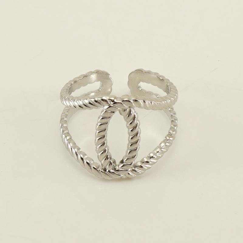 Новое модное кольцо из титановой стали с полым дизайном, нишевое простое женское трендовое открывающееся регулируемое кольцо