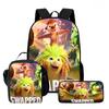 Kids Cartoon Backpack Lunch Bag Pencil Case 3-Piece Set With Fun Print Design School Use