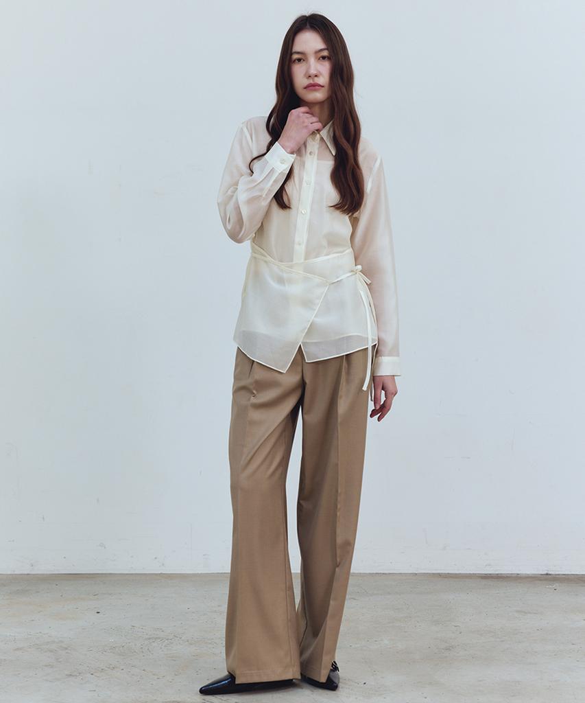 JBYRARA Heritage One-Pleat Wide Fit Pants_Beige