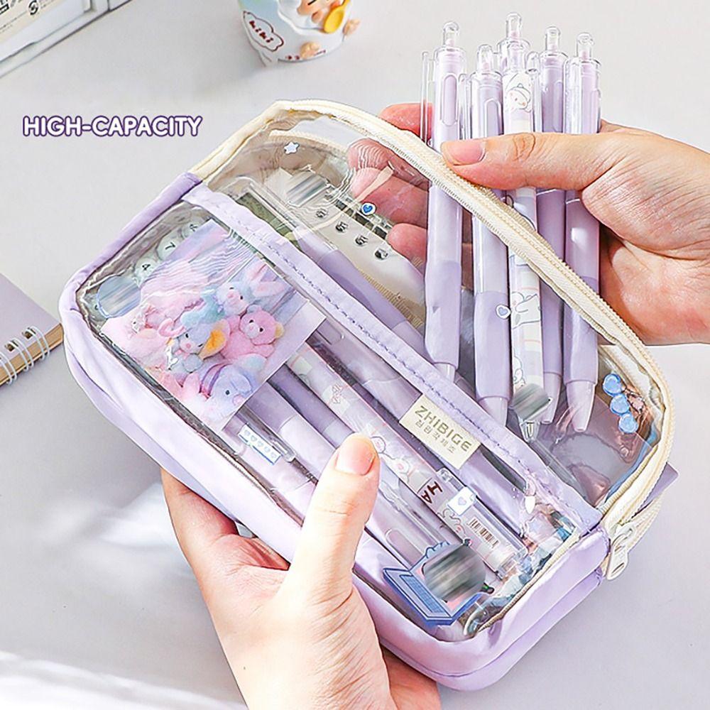 PU Leather+PVC Pencil Case Five-Layer Pencil Box High Quality Pen Bag  School Office