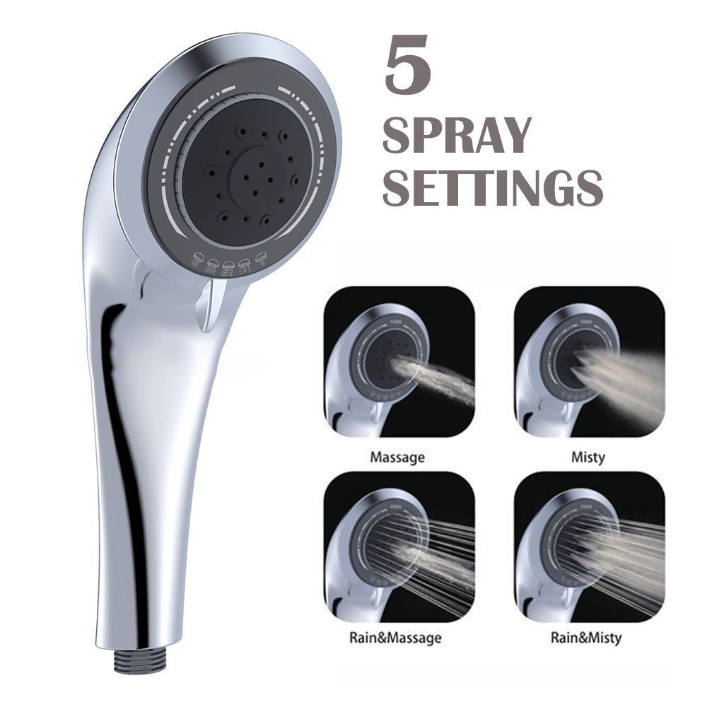 Multi Function Plastic Rainfall Hand Shower Head 5 Setting ABS Handheld Bath Shower Head