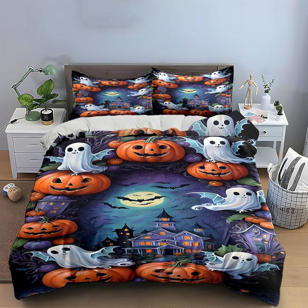 Spooky pumpkins enchantingly glowing Bedding sets Duvet cover sets Duvet covers Pillowcases(1*Duvet Cover 2*Pillowcases without duvet insert)