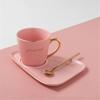 Керамическая кофейная кружка, стакан, десертная чайная чашка с блюдцем, ложкой, фарфоровый чайный сервиз 260 мл