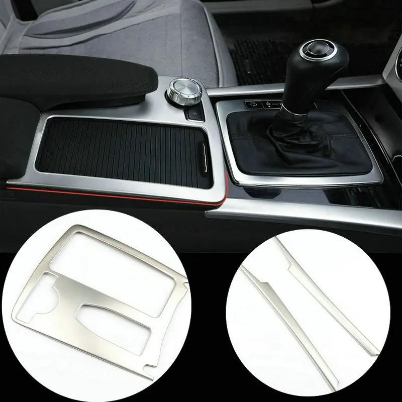 Stainless Steel Water Cup Holder Panel Gear Shift Panel Decorative Strip Frame For Mercedes Benz W204 W212 C180 C200 2007-2014