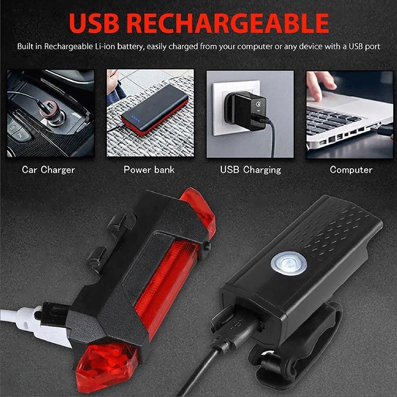 Велосипедный фонарь Usb Led перезаряжаемый комплект для горного велосипеда передняя и задняя фара фонарь велосипедный предупреждающий свет