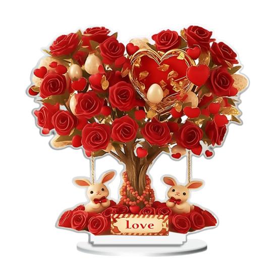 Акриловое украшение в виде розового дерева 2D, роза, цветок, настольное украшение для гостиной, полки, ТВ-тумбы, свадьбы, домашнего декора