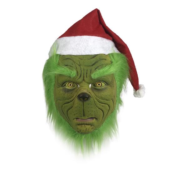 Рождественская подушка для лица, реалистичная латексная зеленая повязка на голову, костюм Санта-Клауса для косплея, аксессуары для рождественской вечеринки для взрослых и подростков