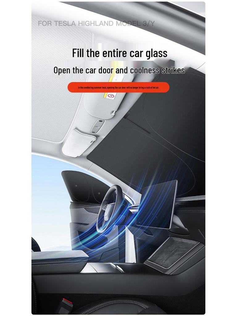 Tesla Model 3/Y Camping Privacy Sunshade with Suction Cups - Opaque, Anti-Peeping Side Panel