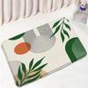 Abstract Mid Century Bath Mat Set Black Line Green Leaf Modern Geometric Boho Home Carpet Bathroom Decor Floor Rugs Toilet Cover