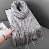 Literary Style Fine Grained Plaid Warm Tassel Scarf for Women Sweet Retro Temperament  Fashionable Imitation Cashmere Tassel Shawl for Men