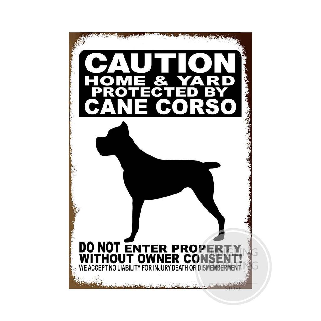 Предупреждающая собака металлические жестяные знаки винтажный плакат осторожно собака ретро жестяные пластины настенные наклейки для сада семейный дом дверь украшения