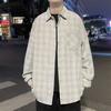2024 Повседневная свободная рубашка с лацканами в клетку для мужчин среднего возраста и молодых мужчин, деловая повседневная модная куртка для мужчин