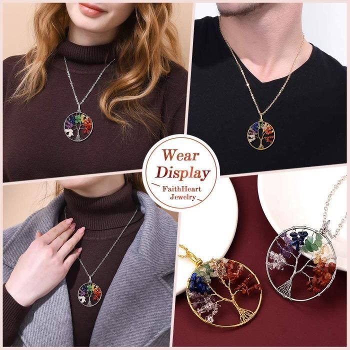 Collier - Arbre de Vie - Acier Inoxydable 316L - Doré 18K-Noir - Mixte - Réglable