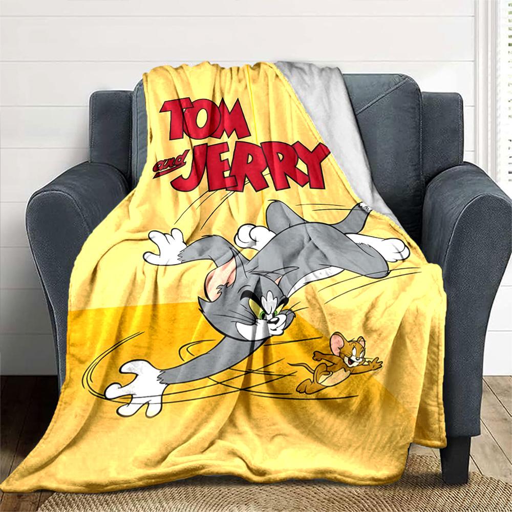 Tom Jerry Blanket Comfortable Perfect for Chair Seaside Bedding Four Seasons Universal Modern Style Ideal Gift For Birthday Valentine'S Day