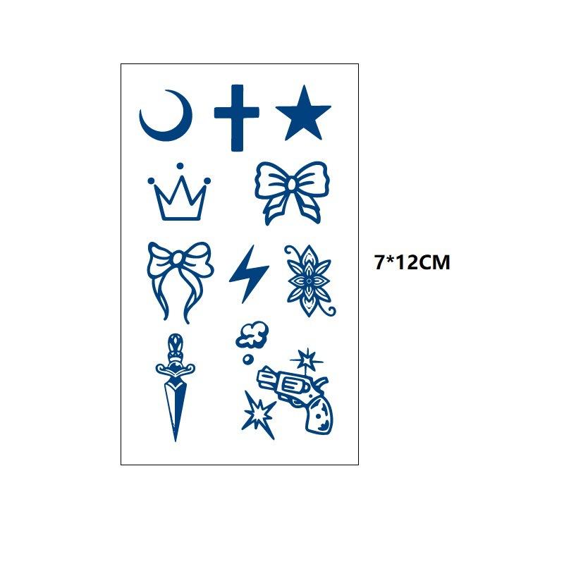 Маленький свежий крест ЭКГ маленькая змея рыбий хвост маленький узор неотражающая переносимая вода имитация стойкой татуировки наклейка