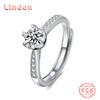 Lindon Women Classic 925 Sterling Silver Moissanite Ring Ladies Jewelry Wedding Promise Party Gift