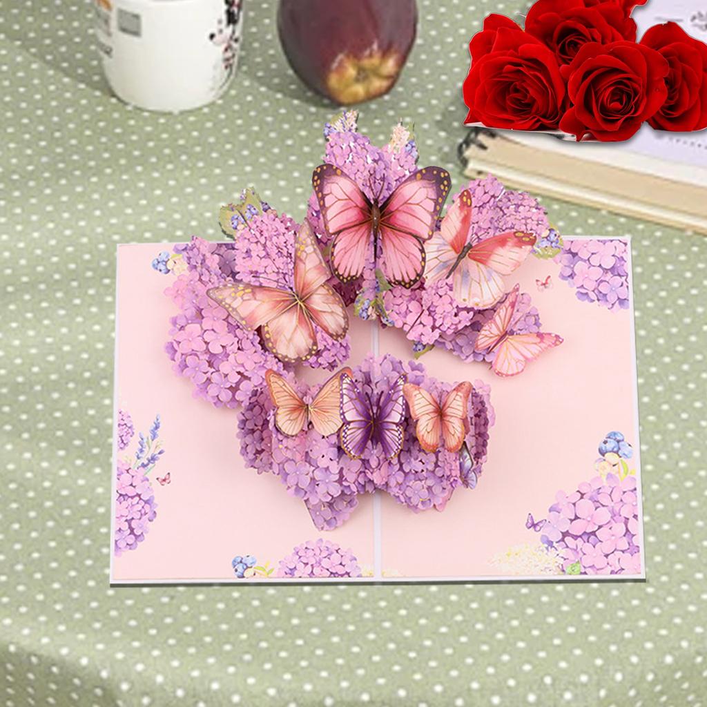 Valentine's Day Hot Stamped Butterfly Birthday 3D Card, Paper Card
