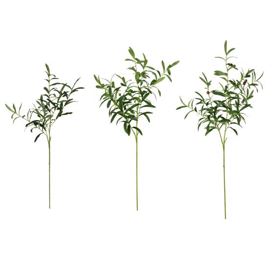 1 ветка искусственного растения, реалистичная свежесть, 6/10, раздвоенная необычная декоративная яркая искусственная олива для балкона