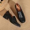 Retro Loafers Soft Leather Heels Two-way Shoes College Style Small Leather Shoes Slip-on Shoes for Women Thick Heels High Heels