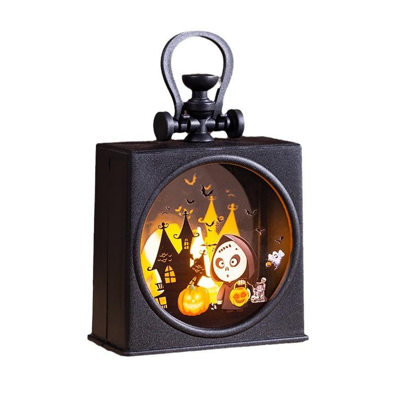 Halloween Decorations Kids - Cute Handheld Gift Box Lantern With Witch Pumpkin Skeleton Scarecrow Figurines