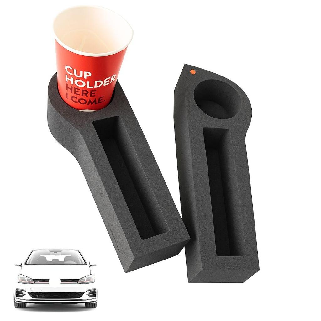 Держатель для напитков CASPORT для VW Golf 8 Golf Звукоизолирующий Маленький предмет Премиальный набор для интерьера из 2 штук Черный & 8,5 - Материал, Хранение, Совместимость, (Лево право),