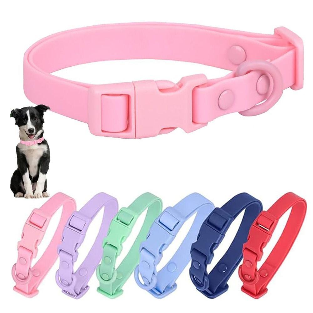 Adjustable Waterproof Dog Collar Pet Identification Safety Buckle Chain Cute Pet Collar Outdoor